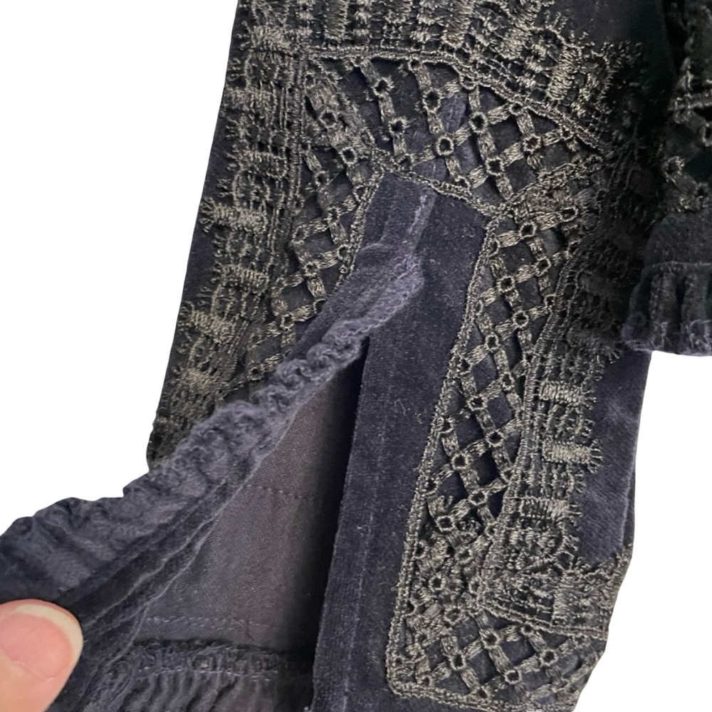 Medium INC Unique Blue Velvet and Black Brocade Jacket - Picture 8 of 10